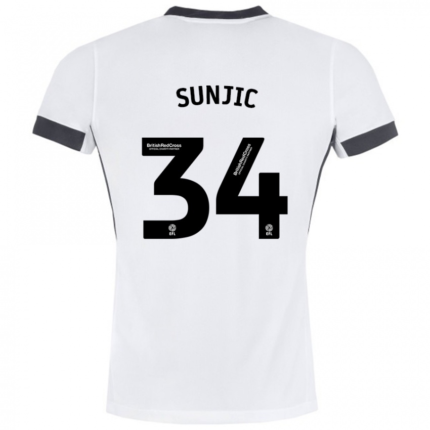 Niño Camiseta Ivan Sunjic #34 Blanco Negro 2ª Equipación 2024/25 La Camisa