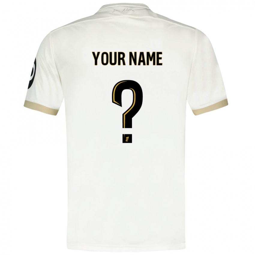 Niño Camiseta Su Nombre #0 Blanco Dorado 2ª Equipación 2024/25 La Camisa