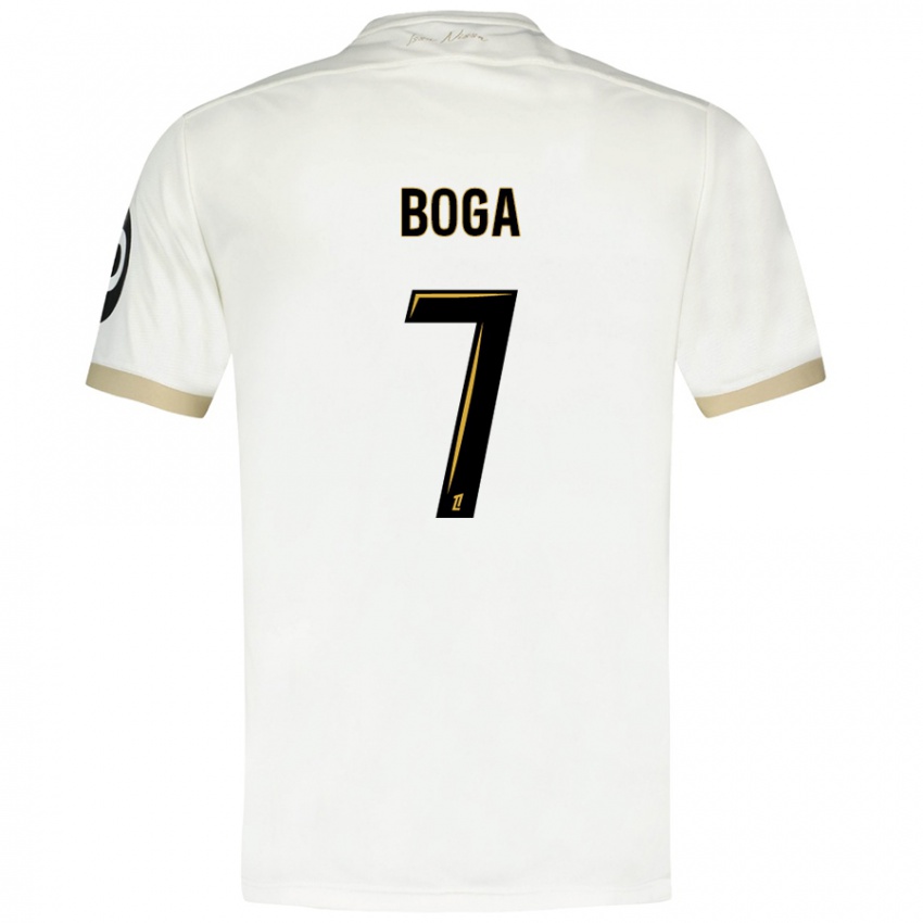 Niño Camiseta Jérémie Boga #7 Blanco Dorado 2ª Equipación 2024/25 La Camisa