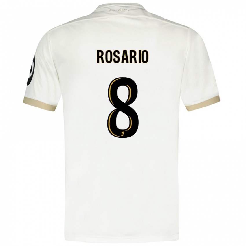 Niño Camiseta Pablo Rosario #8 Blanco Dorado 2ª Equipación 2024/25 La Camisa