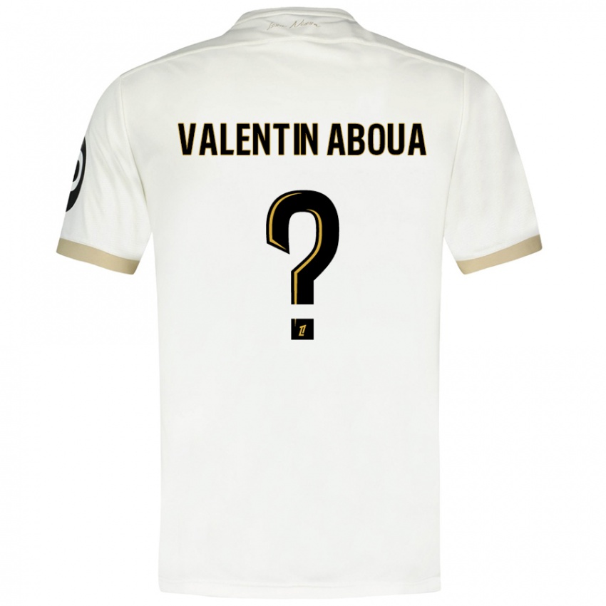 Niño Camiseta Louis Valentin Aboua #0 Blanco Dorado 2ª Equipación 2024/25 La Camisa