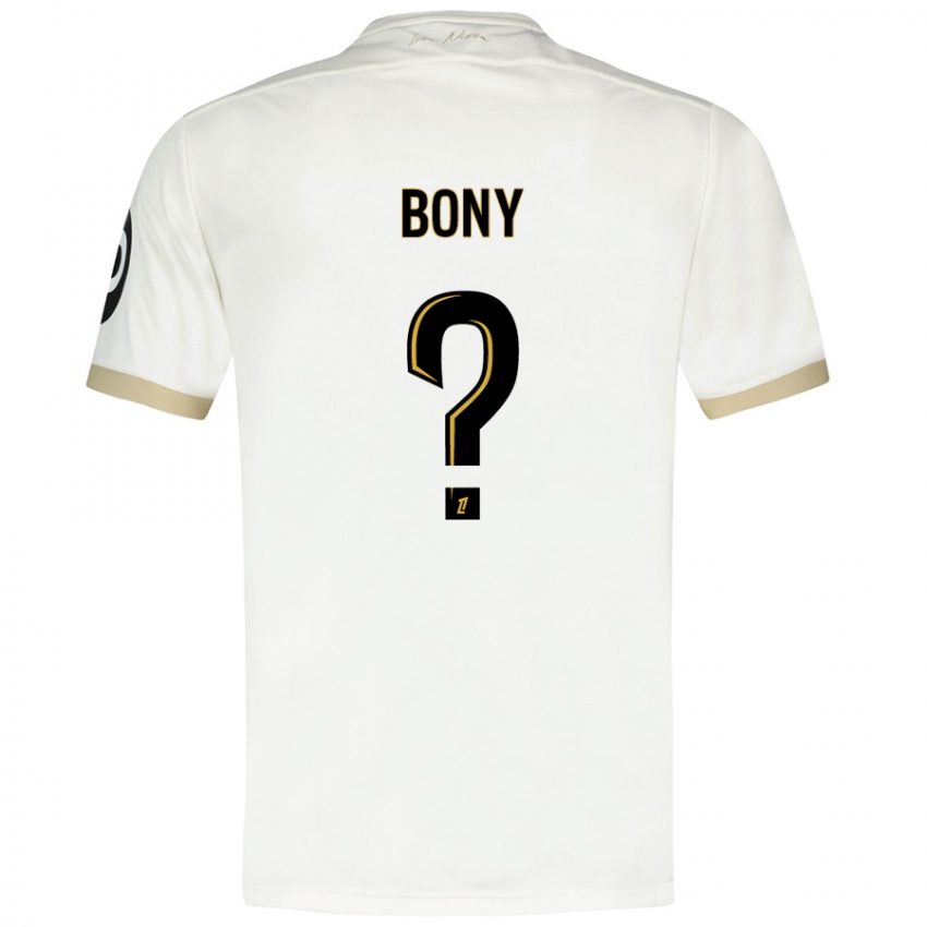 Niño Camiseta Geoffroy Bony #0 Blanco Dorado 2ª Equipación 2024/25 La Camisa