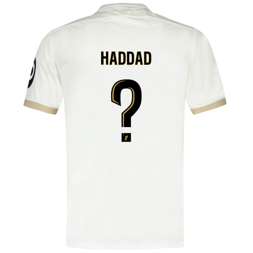 Niño Camiseta Yacine Haddad #0 Blanco Dorado 2ª Equipación 2024/25 La Camisa