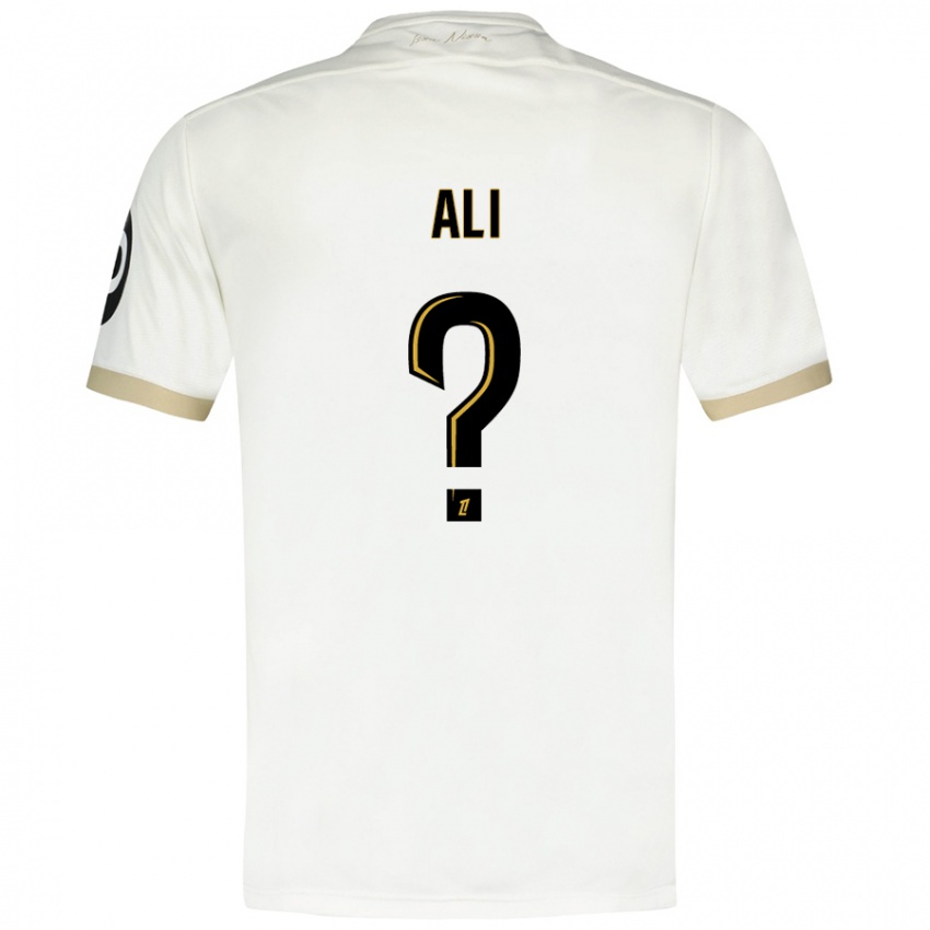 Niño Camiseta Kéfren Ali #0 Blanco Dorado 2ª Equipación 2024/25 La Camisa