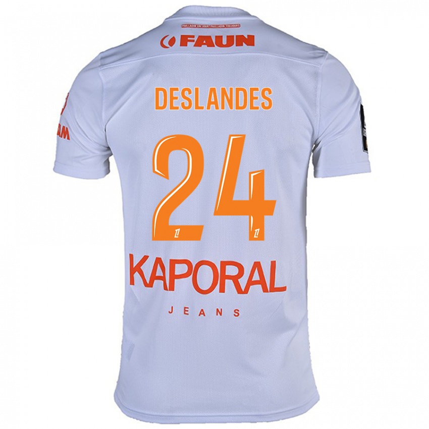 Niño Camiseta Océane Deslandes #24 Blanco 2ª Equipación 2024/25 La Camisa