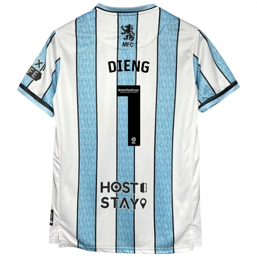 Niño Camiseta Seny Dieng #1 Blanco Azul 2ª Equipación 2024/25 La Camisa