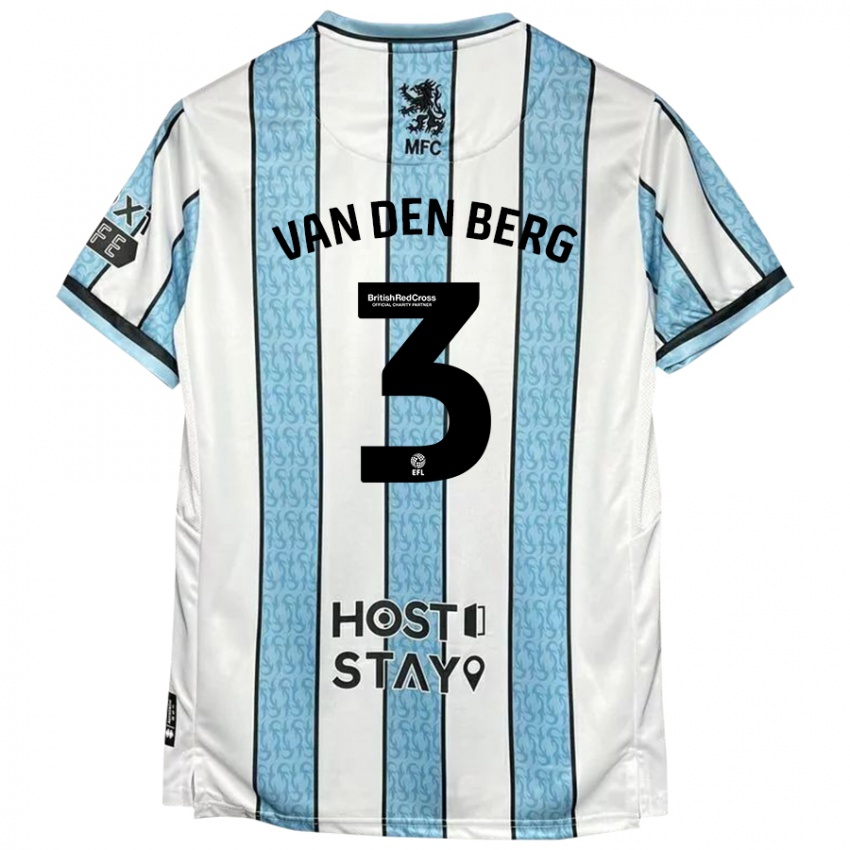 Niño Camiseta Rav Van Den Berg #3 Blanco Azul 2ª Equipación 2024/25 La Camisa