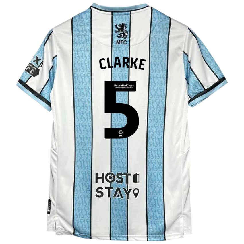 Niño Camiseta Matt Clarke #5 Blanco Azul 2ª Equipación 2024/25 La Camisa