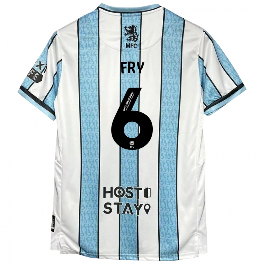 Niño Camiseta Dael Fry #6 Blanco Azul 2ª Equipación 2024/25 La Camisa