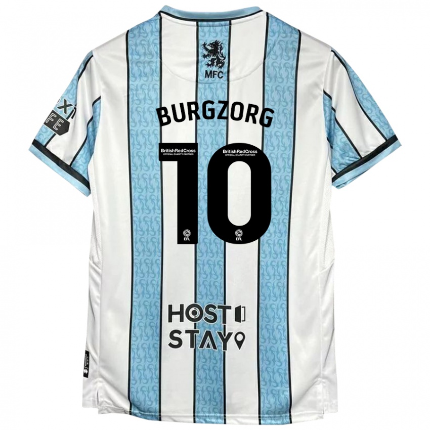 Niño Camiseta Delano Burgzorg #10 Blanco Azul 2ª Equipación 2024/25 La Camisa