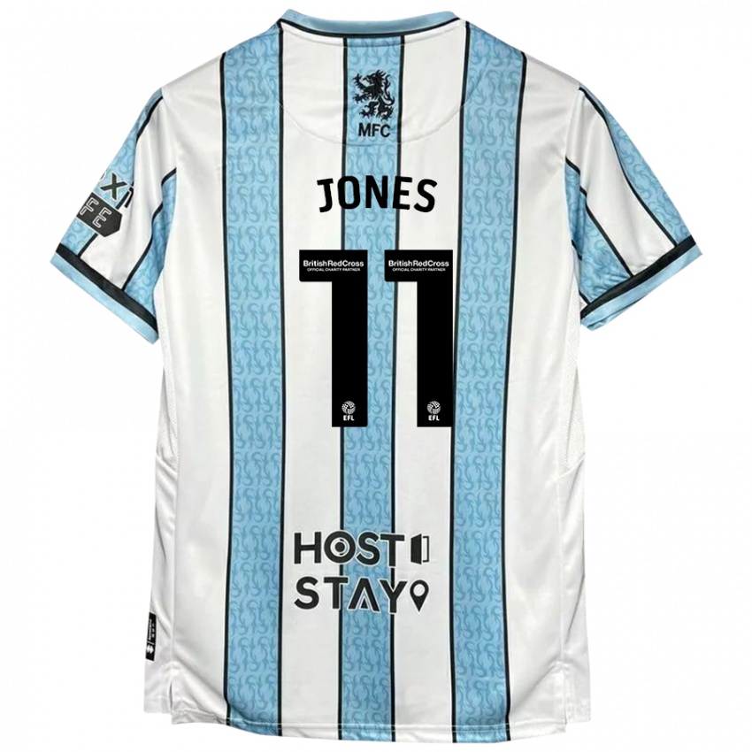 Niño Camiseta Isaiah Jones #11 Blanco Azul 2ª Equipación 2024/25 La Camisa