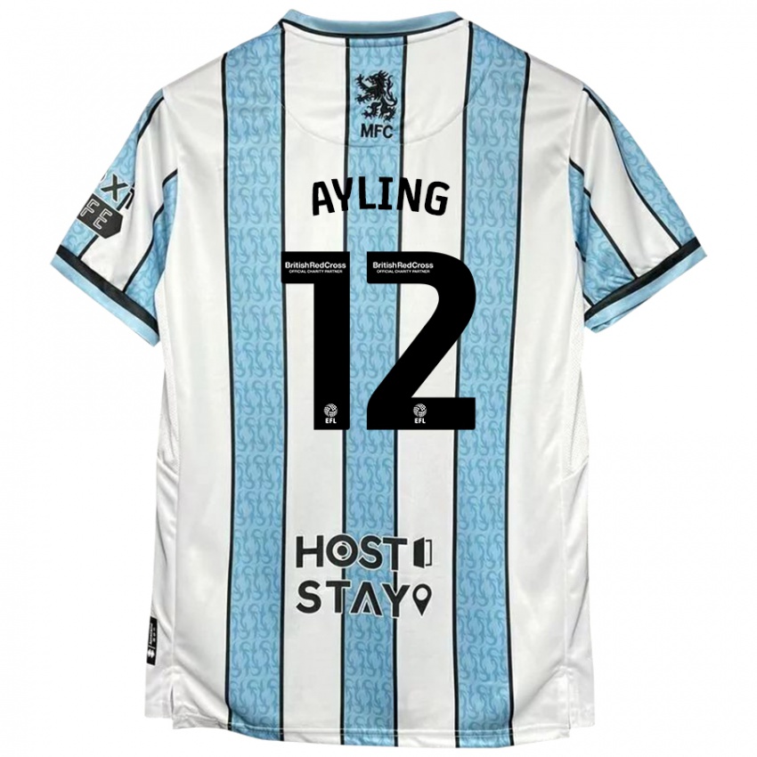 Niño Camiseta Luke Ayling #12 Blanco Azul 2ª Equipación 2024/25 La Camisa