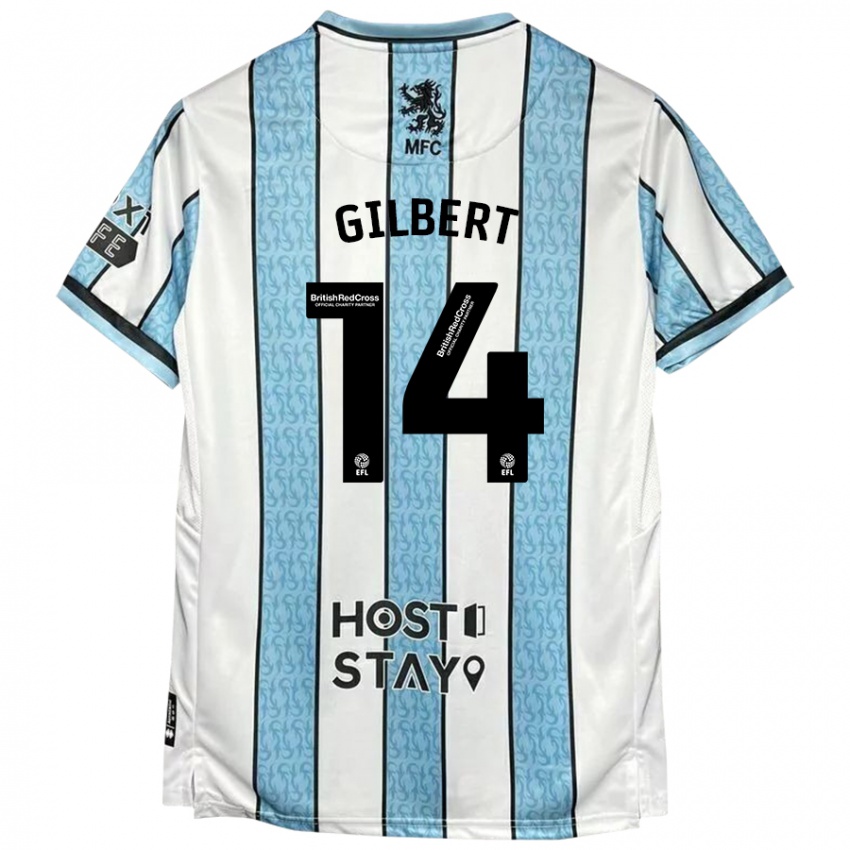 Niño Camiseta Alex Gilbert #14 Blanco Azul 2ª Equipación 2024/25 La Camisa