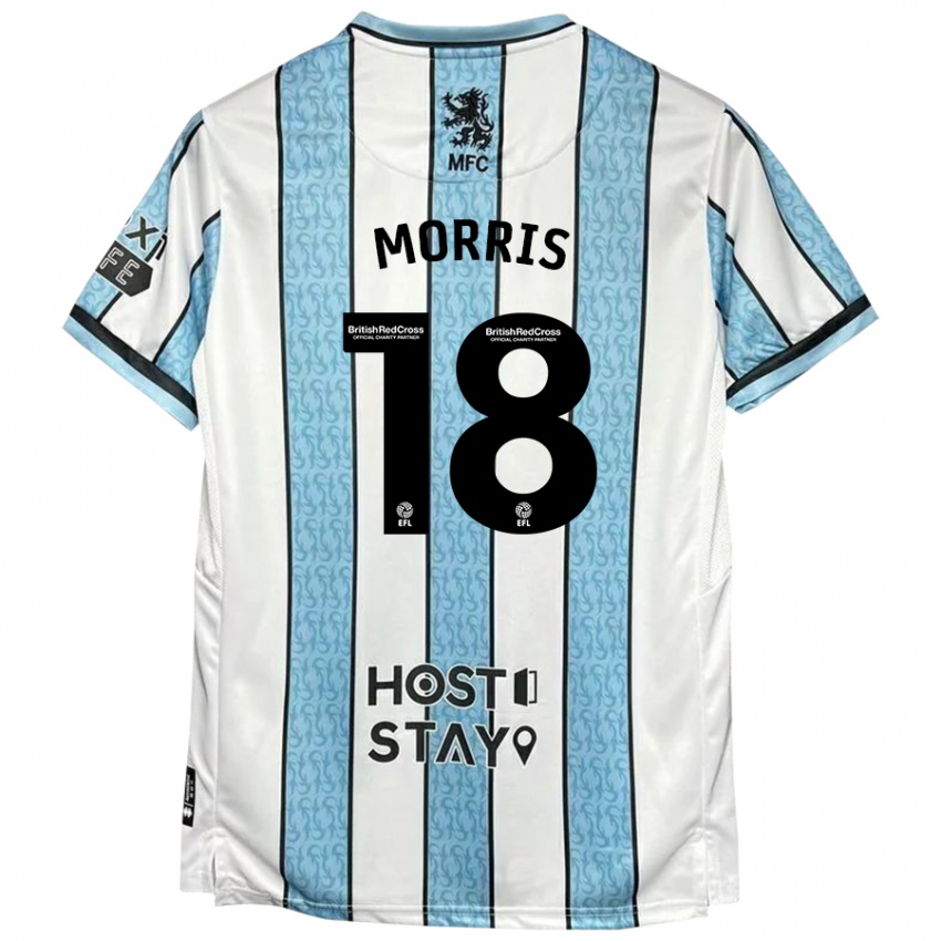 Niño Camiseta Aidan Morris #18 Blanco Azul 2ª Equipación 2024/25 La Camisa