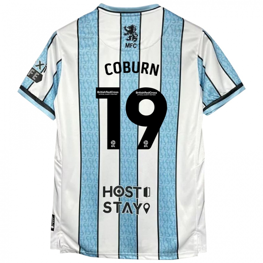 Niño Camiseta Josh Coburn #19 Blanco Azul 2ª Equipación 2024/25 La Camisa