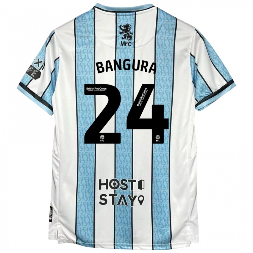 Niño Camiseta Alex Bangura #24 Blanco Azul 2ª Equipación 2024/25 La Camisa