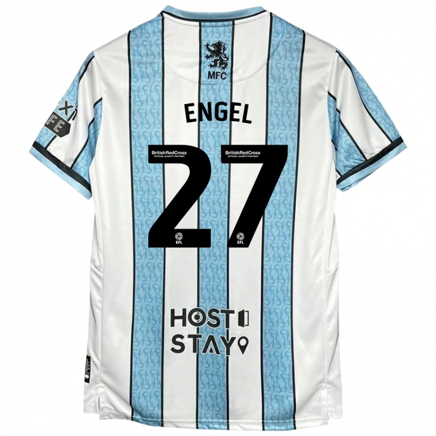 Niño Camiseta Lukas Engel #27 Blanco Azul 2ª Equipación 2024/25 La Camisa