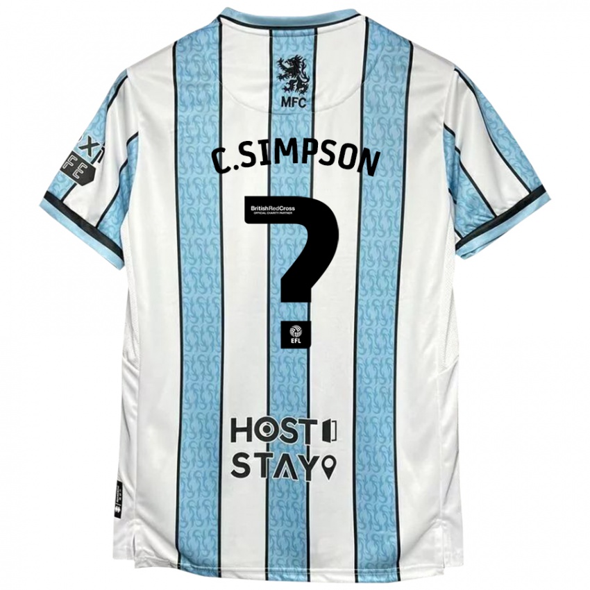 Niño Camiseta Cameron Simpson #0 Blanco Azul 2ª Equipación 2024/25 La Camisa