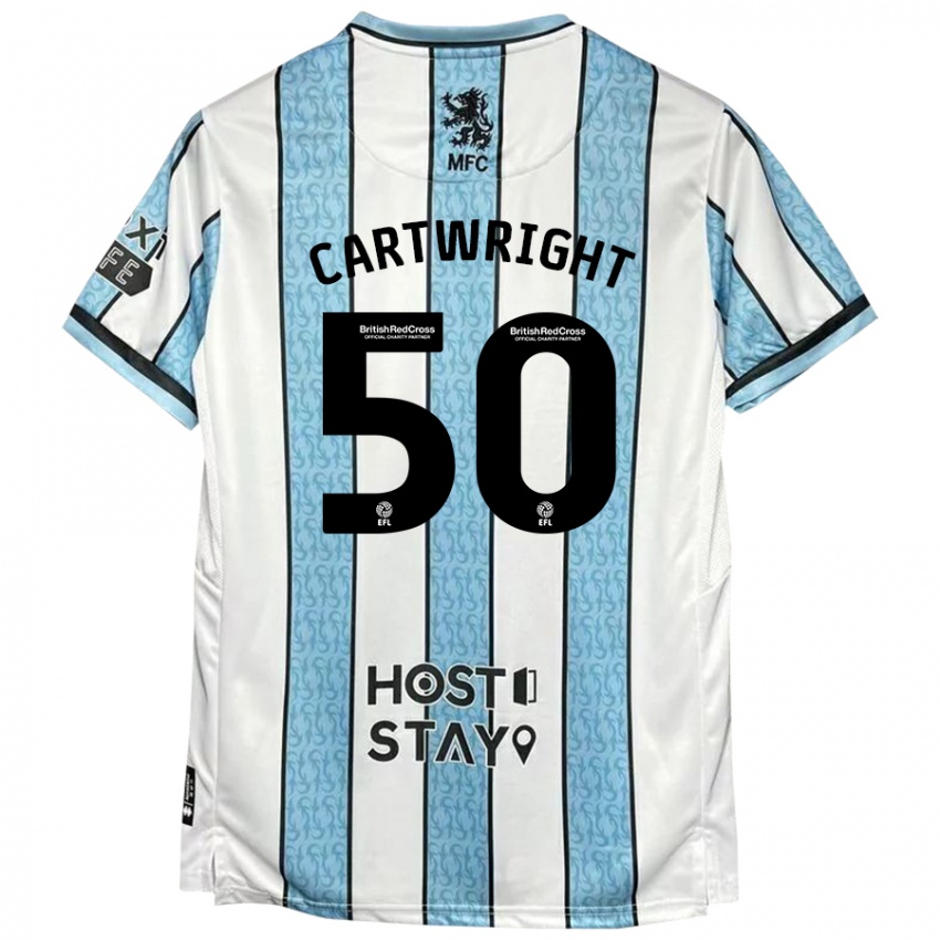 Niño Camiseta Fin Cartwright #50 Blanco Azul 2ª Equipación 2024/25 La Camisa