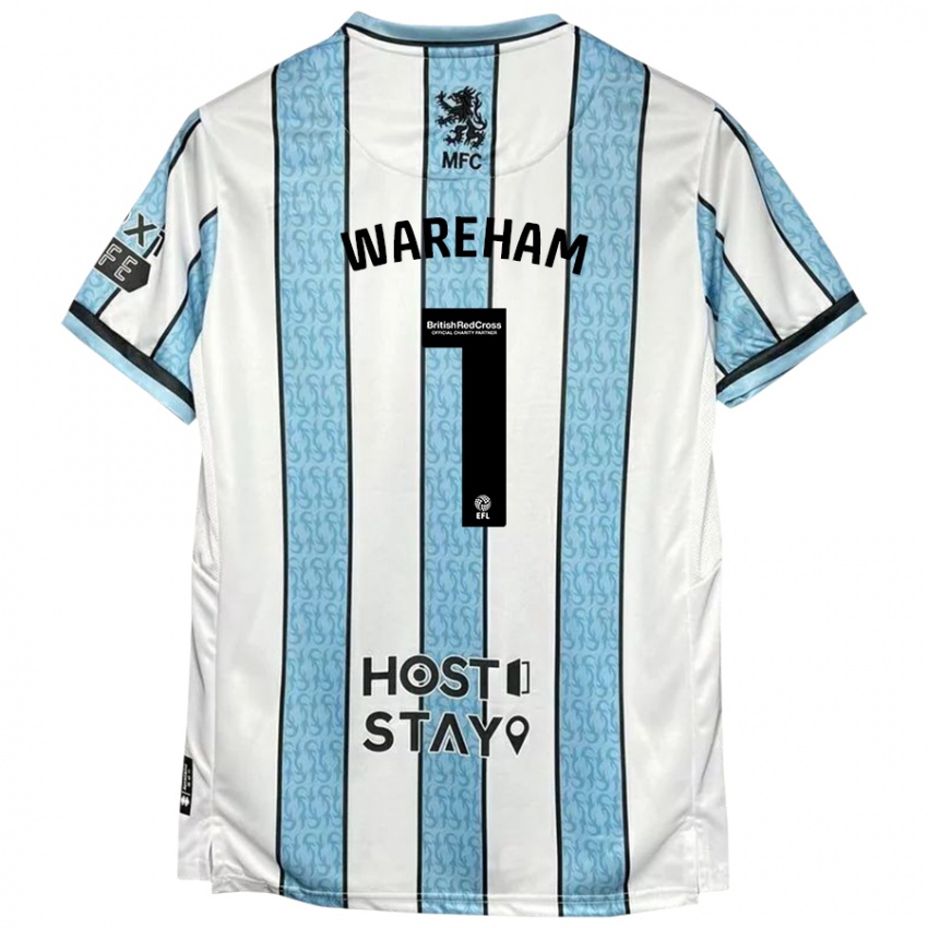 Niño Camiseta Laura Wareham #1 Blanco Azul 2ª Equipación 2024/25 La Camisa