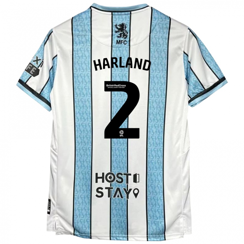 Niño Camiseta Jane Harland #2 Blanco Azul 2ª Equipación 2024/25 La Camisa