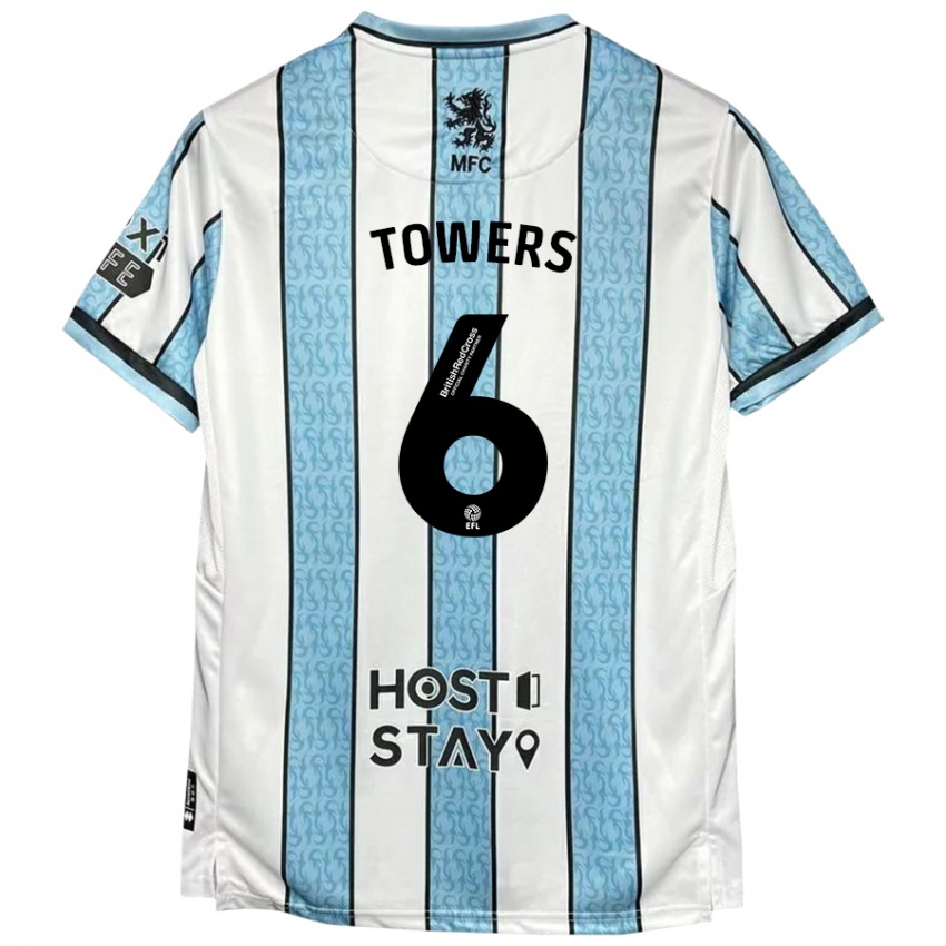 Niño Camiseta Abby Towers #6 Blanco Azul 2ª Equipación 2024/25 La Camisa