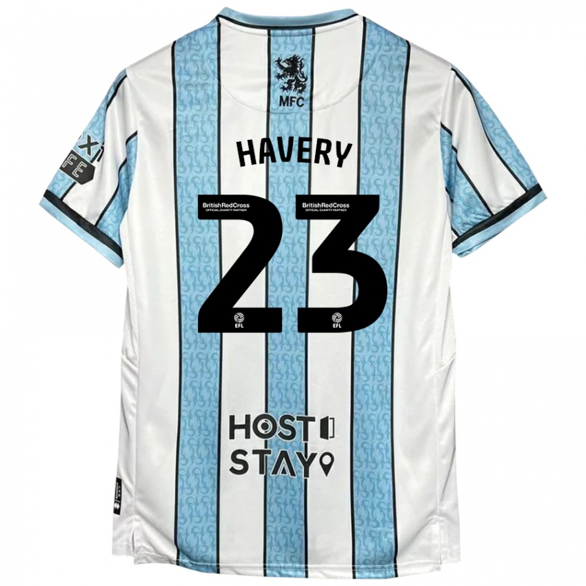 Niño Camiseta Nicole Havery #23 Blanco Azul 2ª Equipación 2024/25 La Camisa