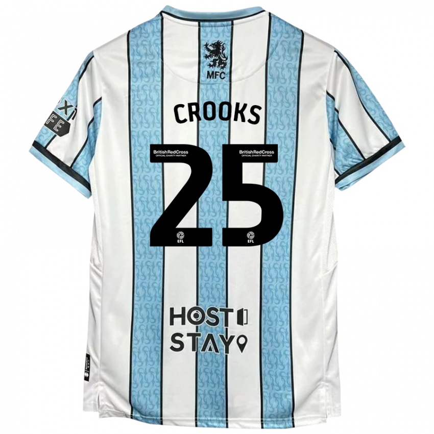 Niño Camiseta Matt Crooks #25 Blanco Azul 2ª Equipación 2024/25 La Camisa