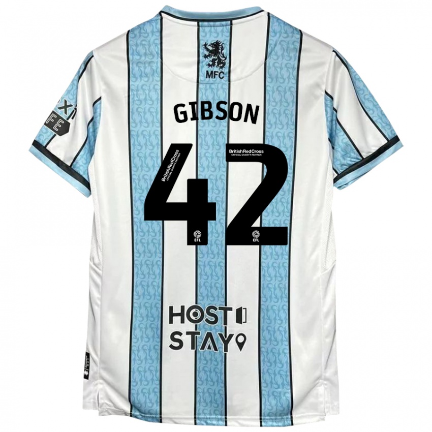 Niño Camiseta Joseph Gibson #42 Blanco Azul 2ª Equipación 2024/25 La Camisa