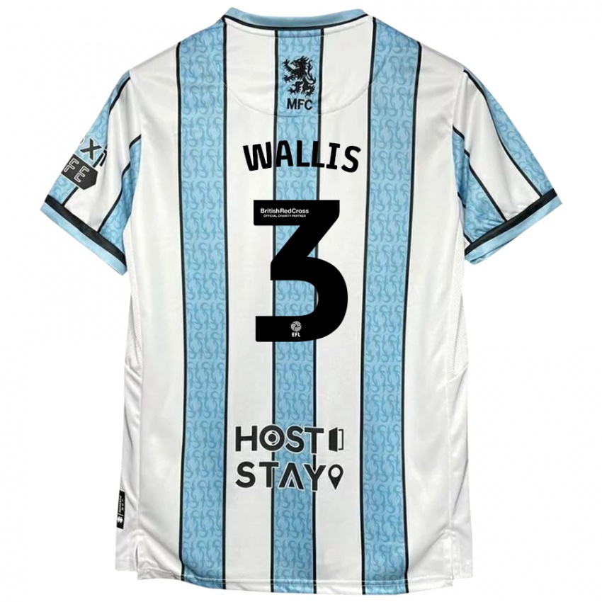 Niño Camiseta Emma Wallis #3 Blanco Azul 2ª Equipación 2024/25 La Camisa