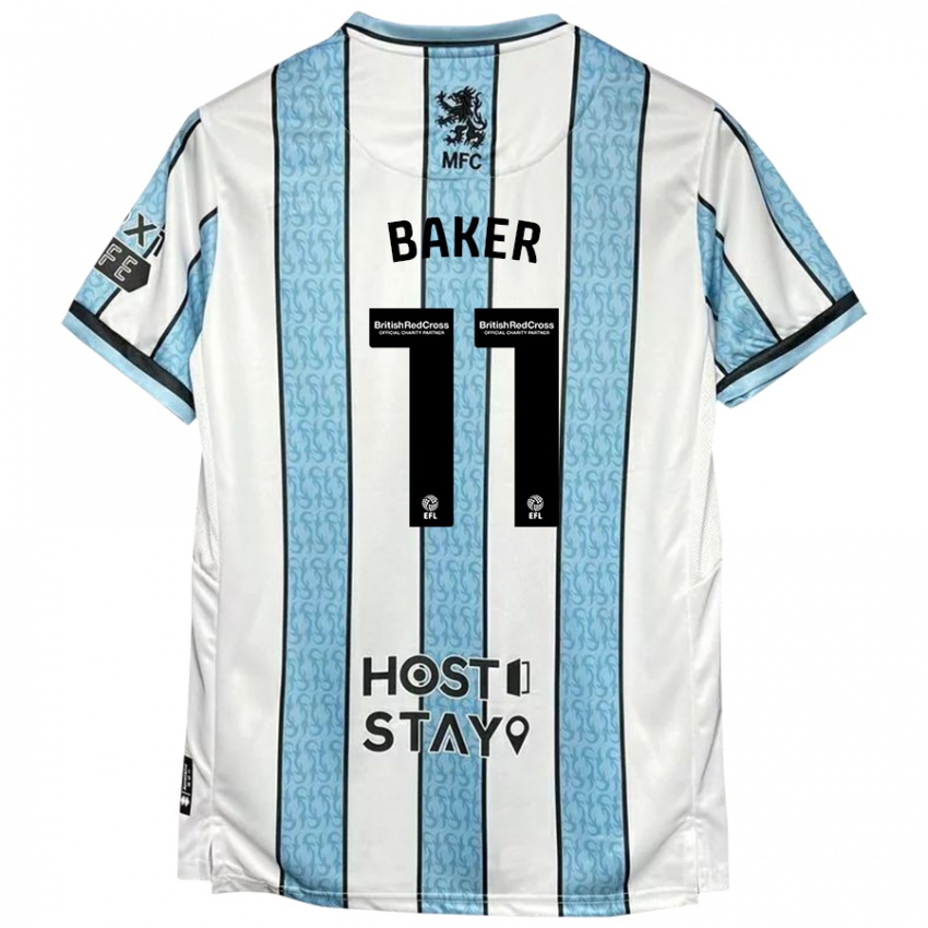 Niño Camiseta Ella Baker #11 Blanco Azul 2ª Equipación 2024/25 La Camisa