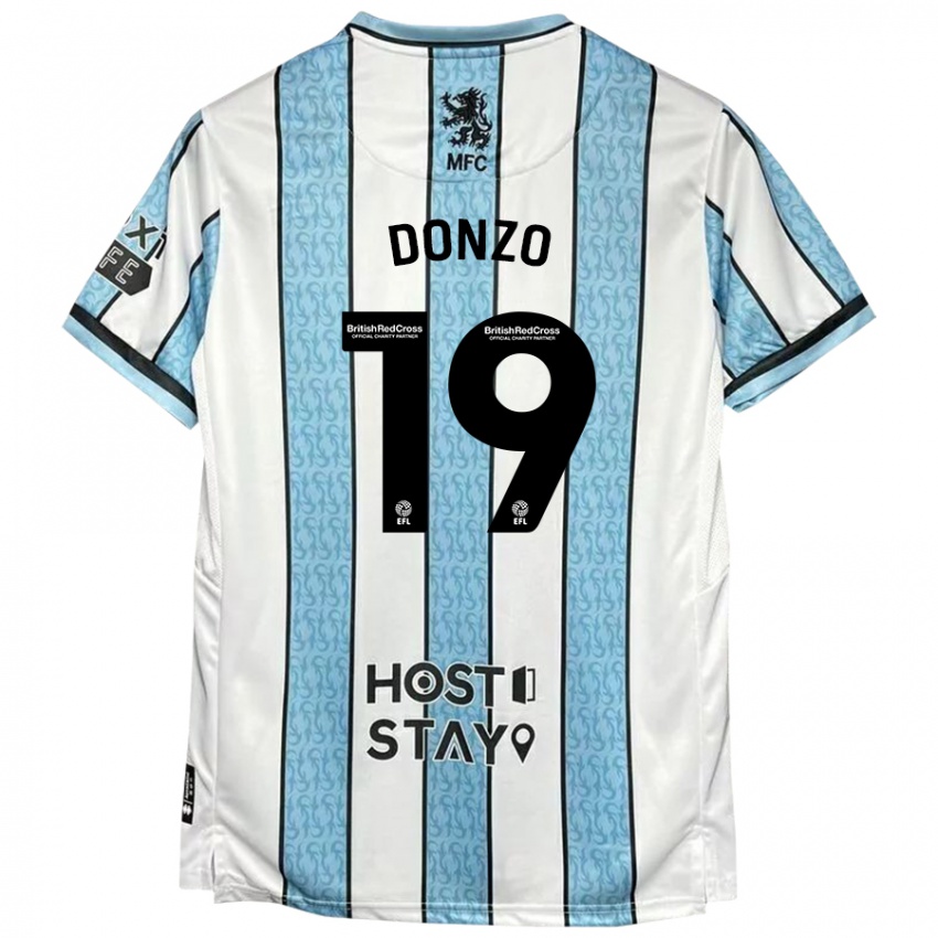 Niño Camiseta Jolie Donzo #19 Blanco Azul 2ª Equipación 2024/25 La Camisa