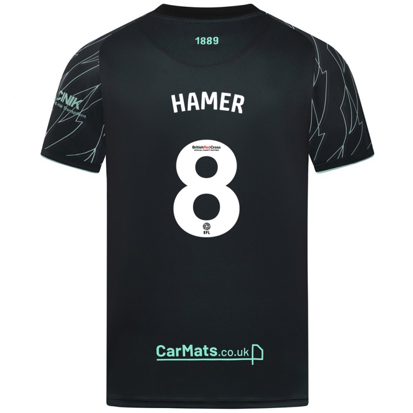 Niño Camiseta Gustavo Hamer #8 Negro Verde 2ª Equipación 2024/25 La Camisa