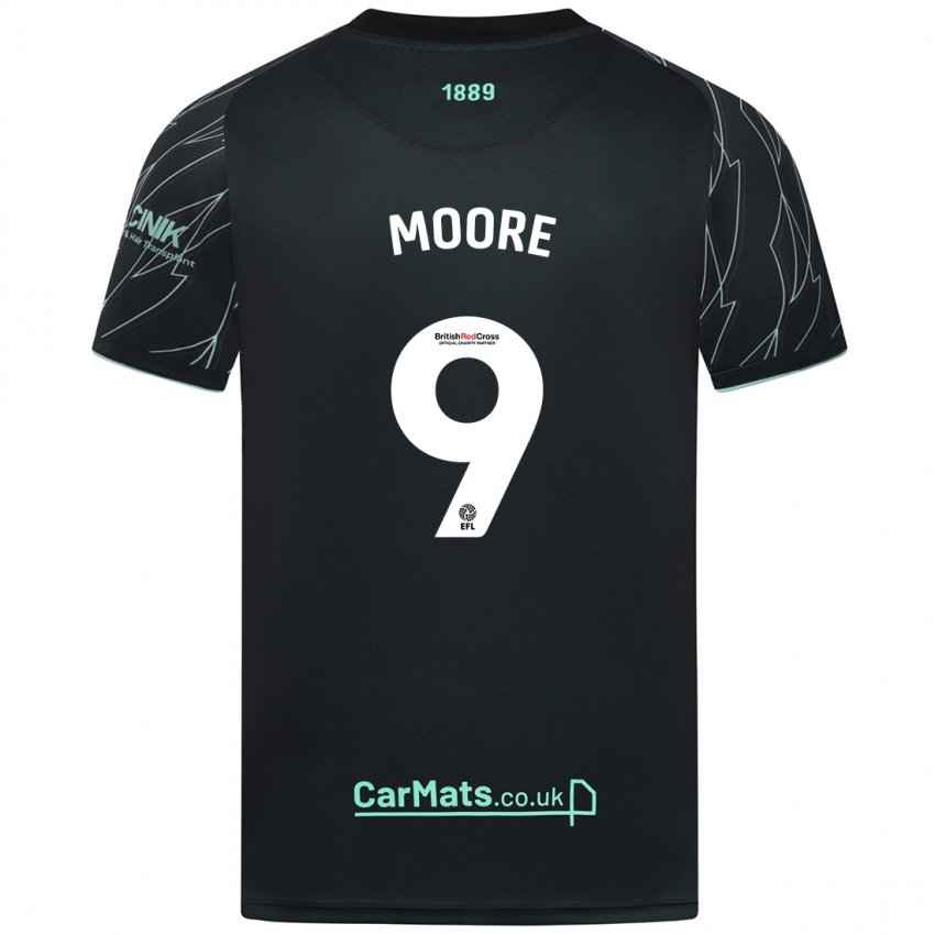 Niño Camiseta Kieffer Moore #9 Negro Verde 2ª Equipación 2024/25 La Camisa