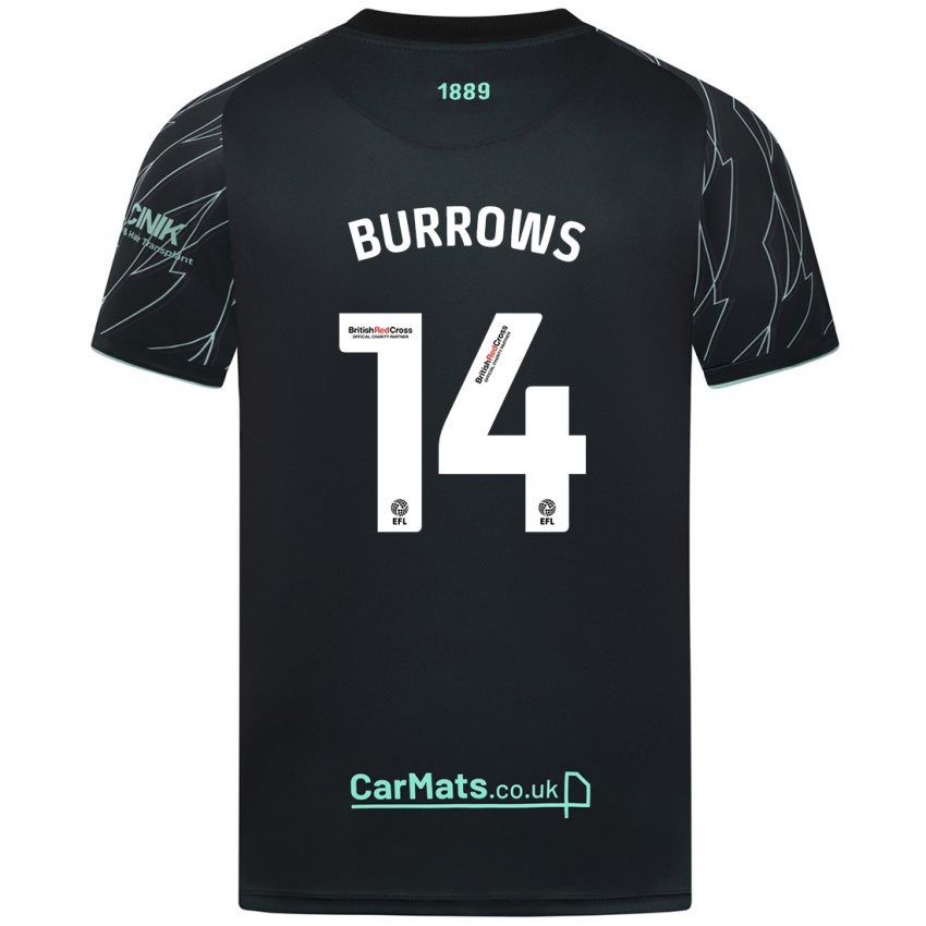 Niño Camiseta Harrison Burrows #14 Negro Verde 2ª Equipación 2024/25 La Camisa