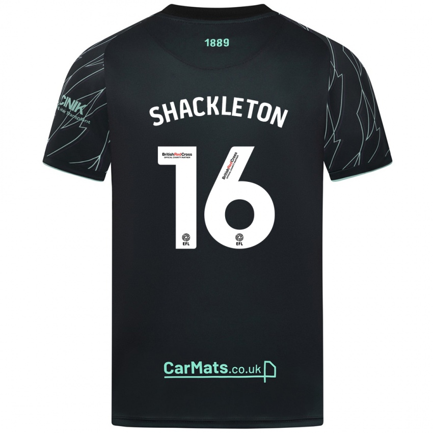 Niño Camiseta Jamie Shackleton #16 Negro Verde 2ª Equipación 2024/25 La Camisa