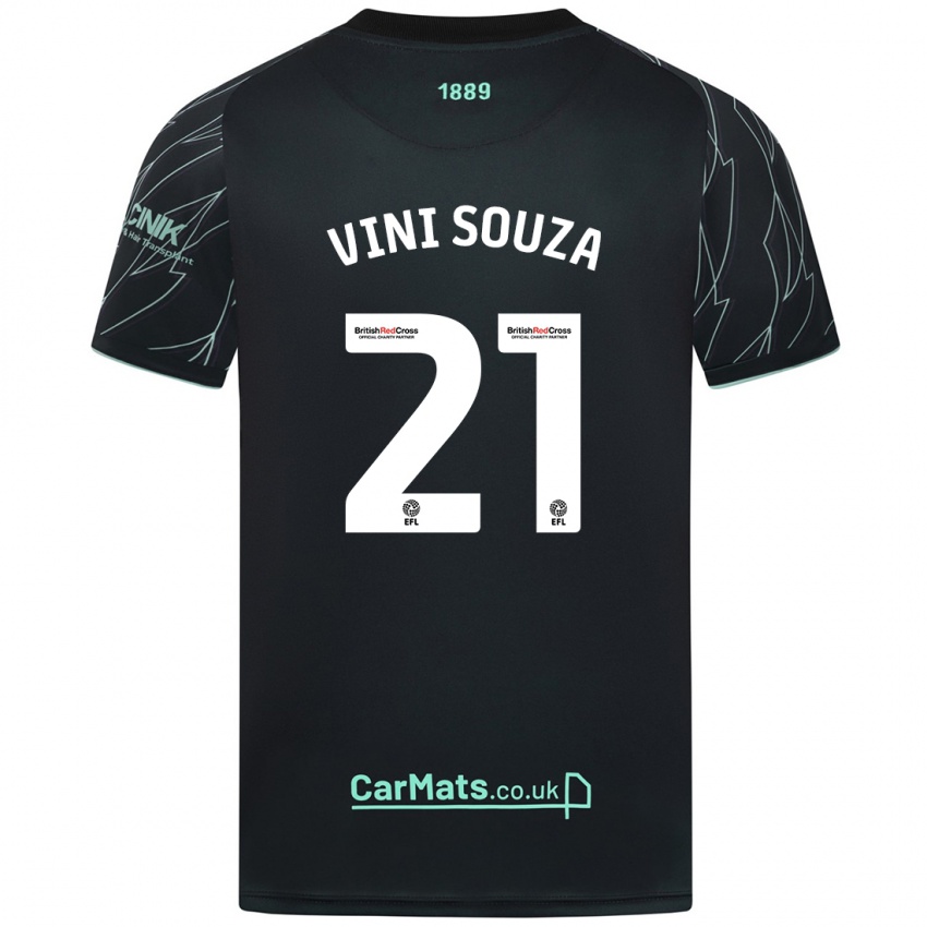 Niño Camiseta Vini Souza #21 Negro Verde 2ª Equipación 2024/25 La Camisa