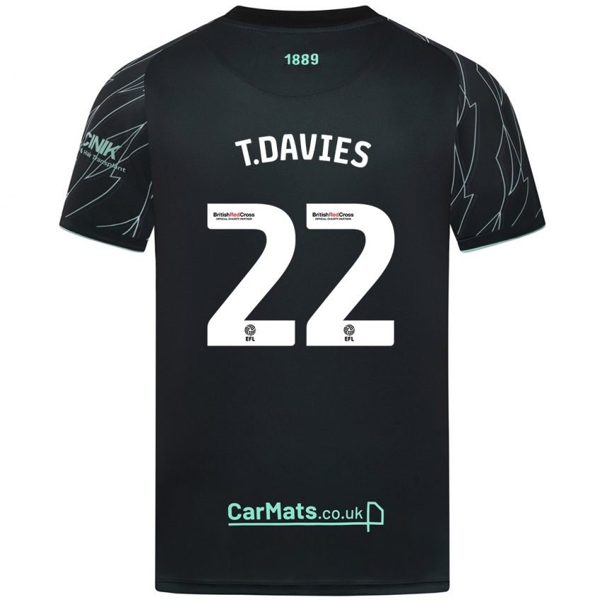 Niño Camiseta Tom Davies #22 Negro Verde 2ª Equipación 2024/25 La Camisa