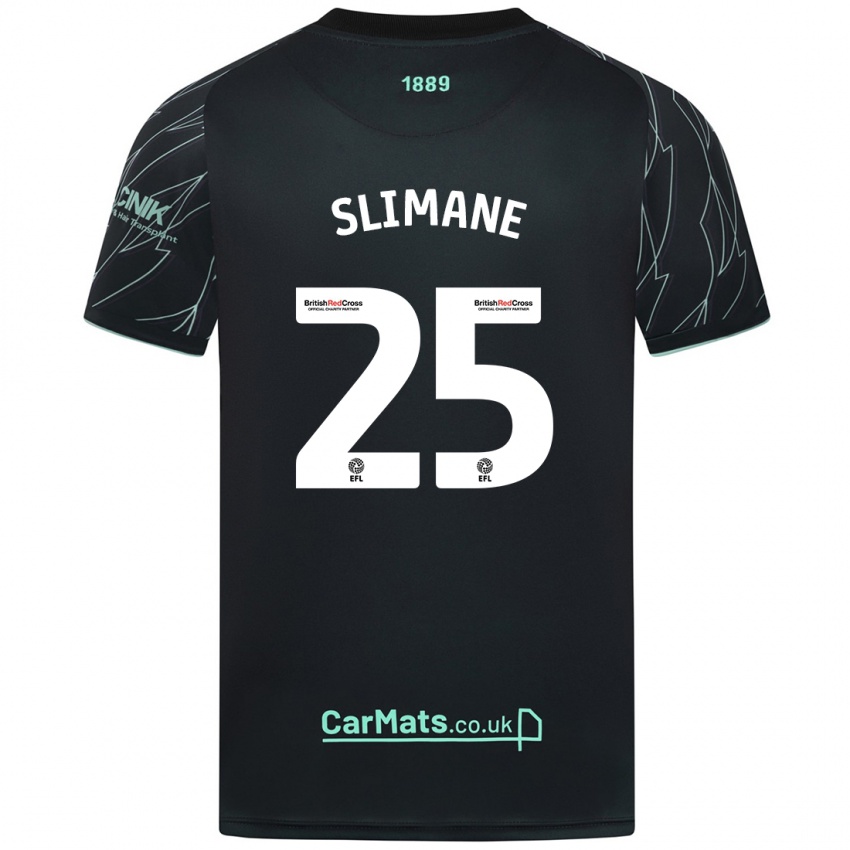 Niño Camiseta Anis Slimane #25 Negro Verde 2ª Equipación 2024/25 La Camisa