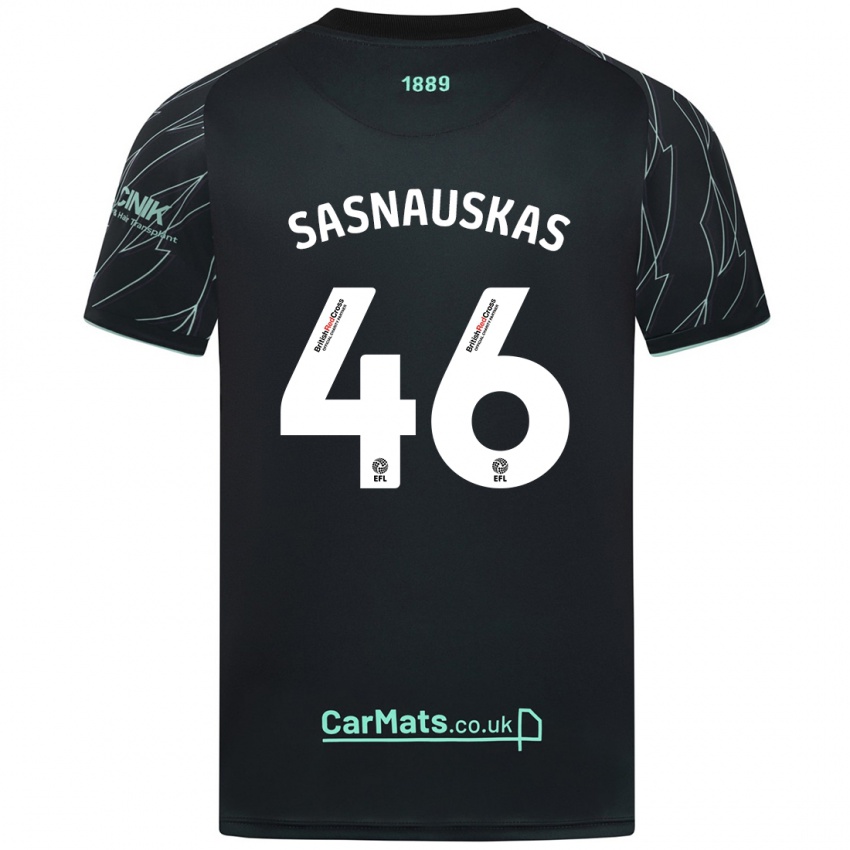 Niño Camiseta Dovydas Sasnauskas #46 Negro Verde 2ª Equipación 2024/25 La Camisa