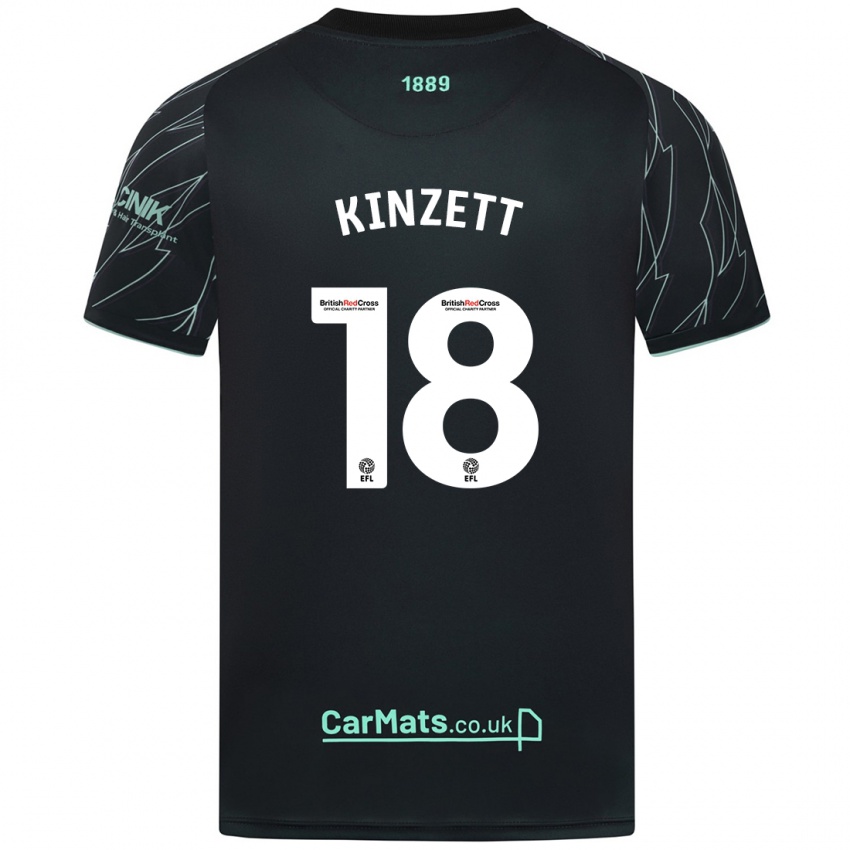 Niño Camiseta Ella Kinzett #18 Negro Verde 2ª Equipación 2024/25 La Camisa