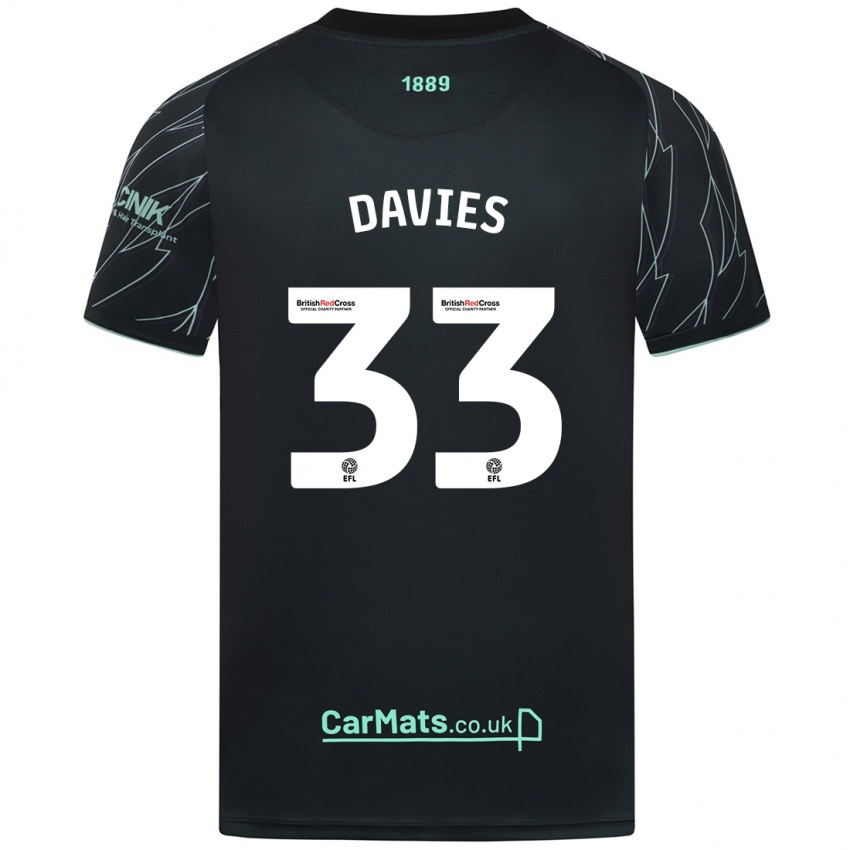 Niño Camiseta Bethan Davies #33 Negro Verde 2ª Equipación 2024/25 La Camisa