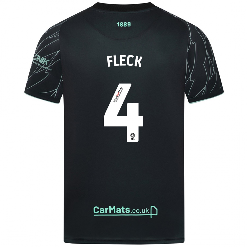 Niño Camiseta John Fleck #4 Negro Verde 2ª Equipación 2024/25 La Camisa