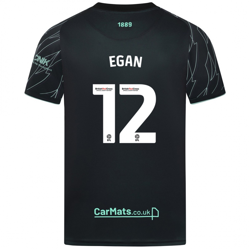 Niño Camiseta John Egan #12 Negro Verde 2ª Equipación 2024/25 La Camisa