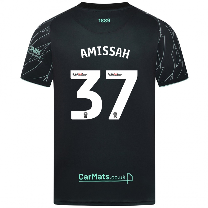 Niño Camiseta Jordan Amissah #37 Negro Verde 2ª Equipación 2024/25 La Camisa