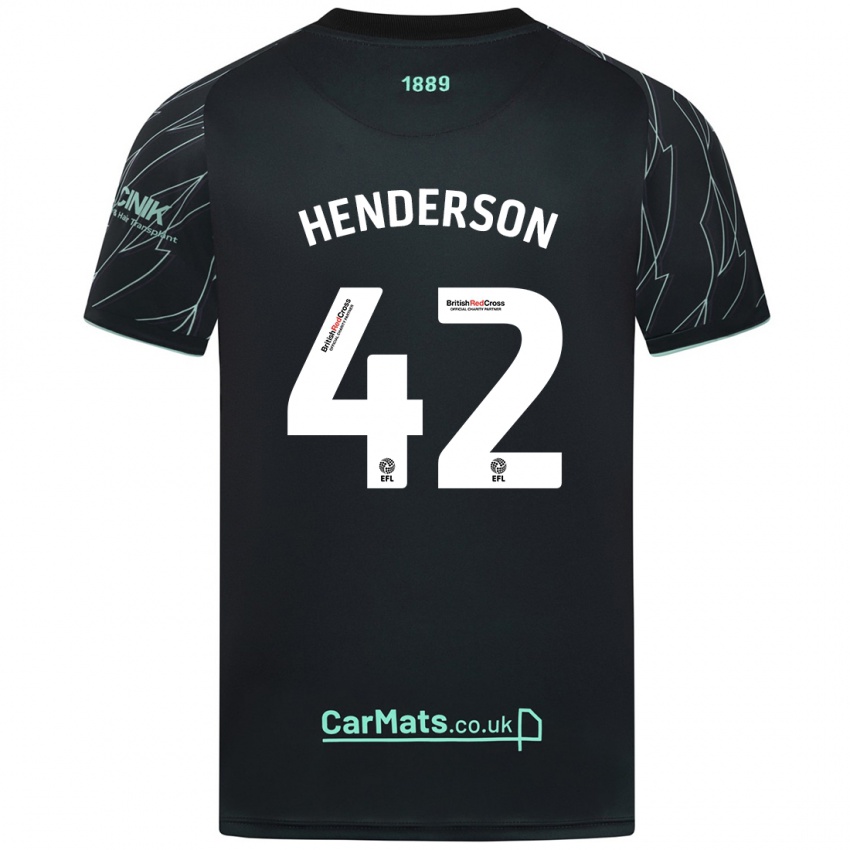 Niño Camiseta Peyton Henderson #42 Negro Verde 2ª Equipación 2024/25 La Camisa