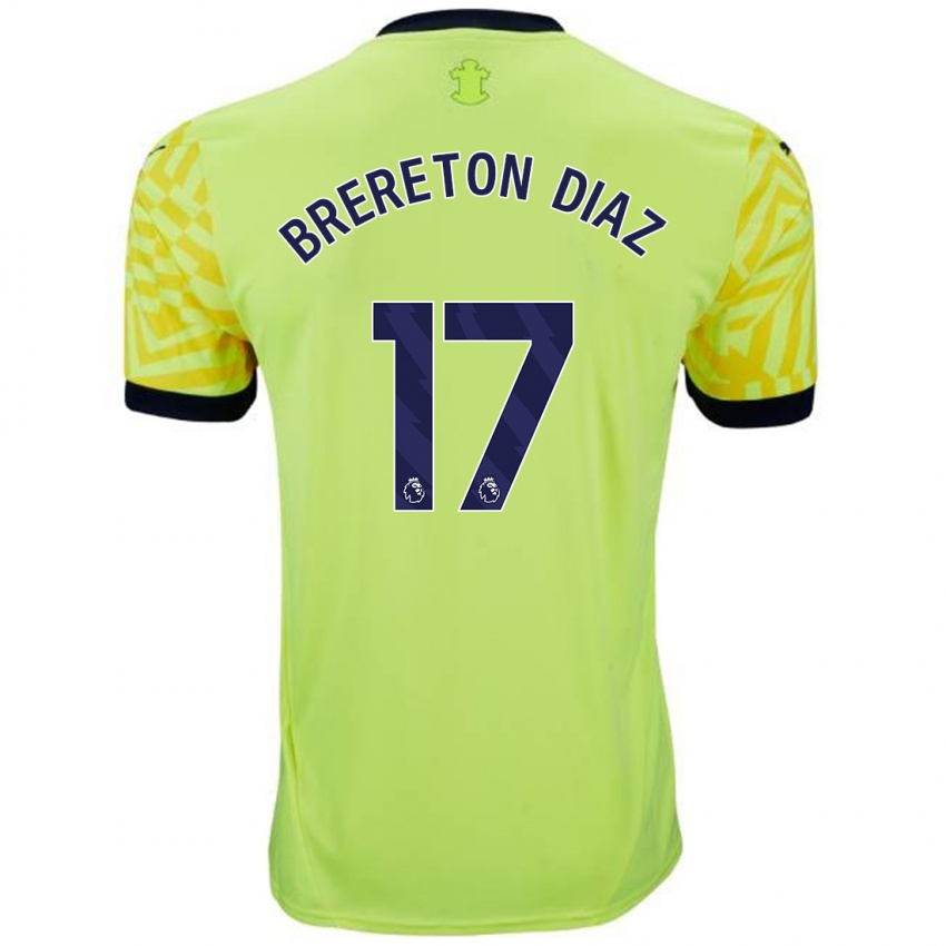 Niño Camiseta Ben Brereton Díaz #17 Amarillo 2ª Equipación 2024/25 La Camisa