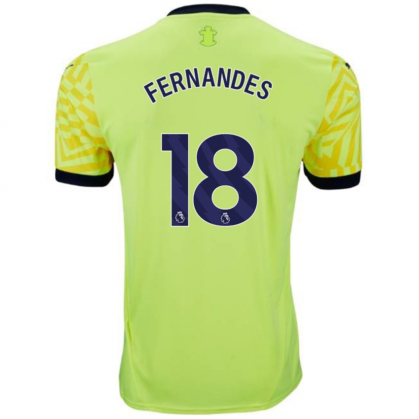 Niño Camiseta Mateus Fernandes #18 Amarillo 2ª Equipación 2024/25 La Camisa