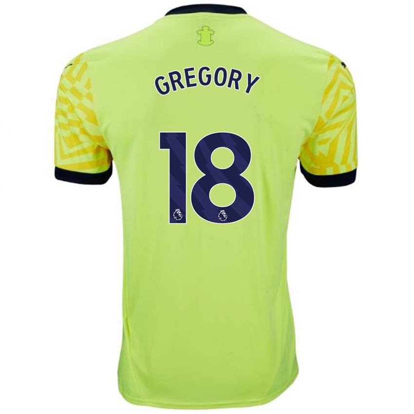 Niño Camiseta Freya Gregory #18 Amarillo 2ª Equipación 2024/25 La Camisa