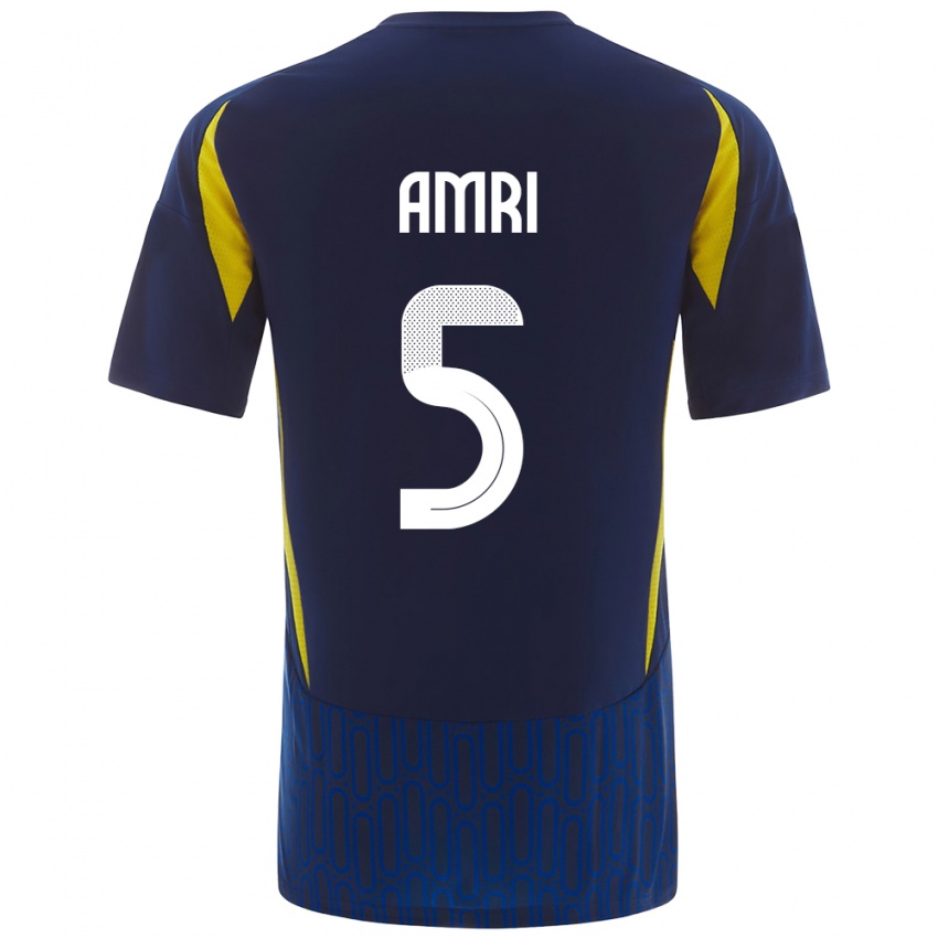 Niño Camiseta Abdulelah Al-Amri #5 Azul Amarillo 2ª Equipación 2024/25 La Camisa